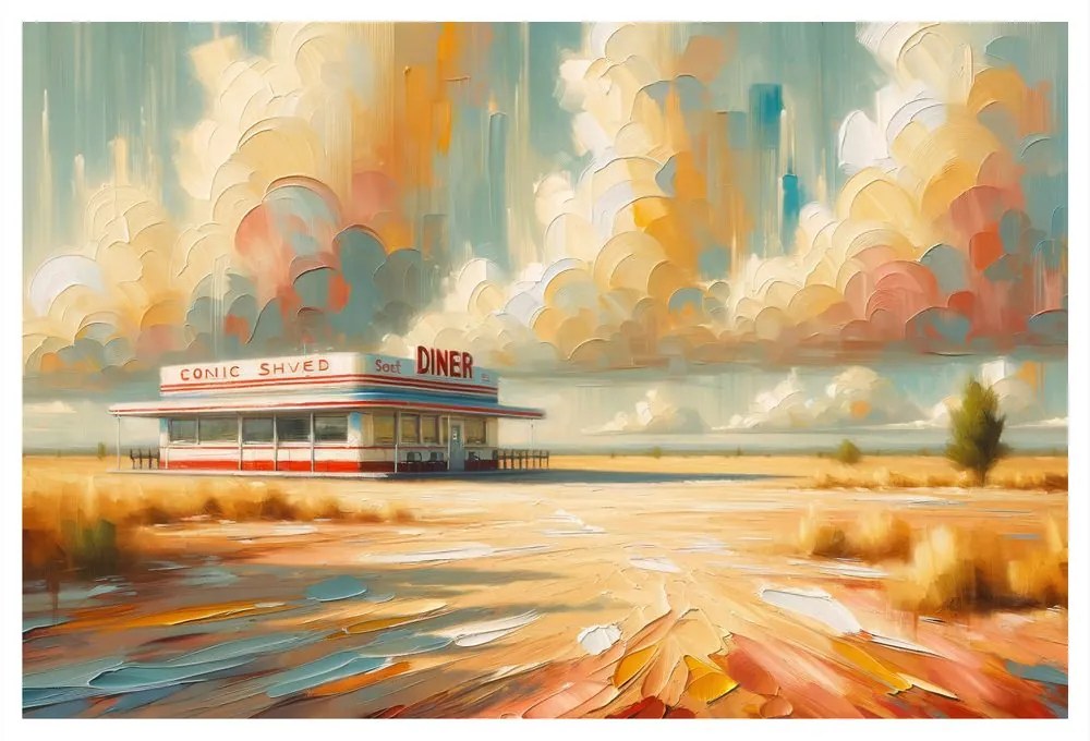 Quadro su tela – Diner solitario sotto il cielo
