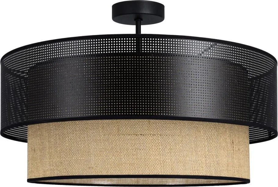 Plafoniera BORHO a montaggio superficiale 1xE27/60W/230V diam. 40 cm nero/iuta