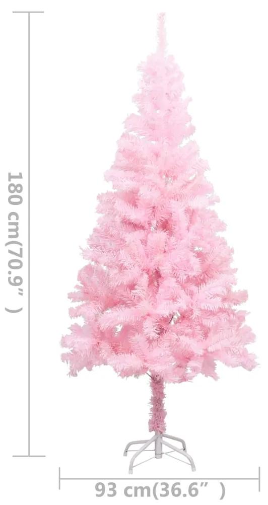 Albero di Natale Preilluminato con Palline Rosa 180 cm PVC
