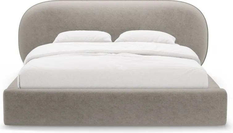 Letto matrimoniale imbottito beige con contenitore con rete inclusa 200x200 cm Ovalo – Micadoni