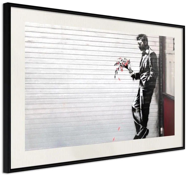 Poster  Banksy: Waiting in Vain  Cornice Quadri Cornice nera con pass-partout, Larghezza x Altezza Home decor 45x30