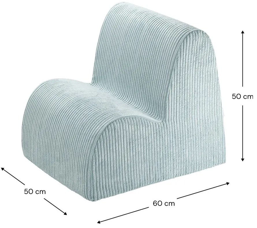 Poltrona per bambini color menta con rivestimento in velluto a coste Cloud – Wigiwama
