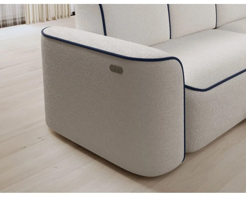Divano angolare blu/color crema (con penisola a destra/con chaise lounge) e rivestimento in bouclé Ume – ELTAP
