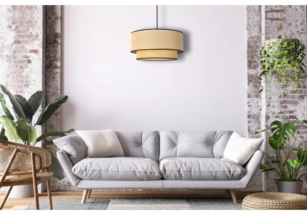Duolla - Lampadario a sospensione con filo BOHO 1xE27/15W/230V diametro 45 cm beige/rattan