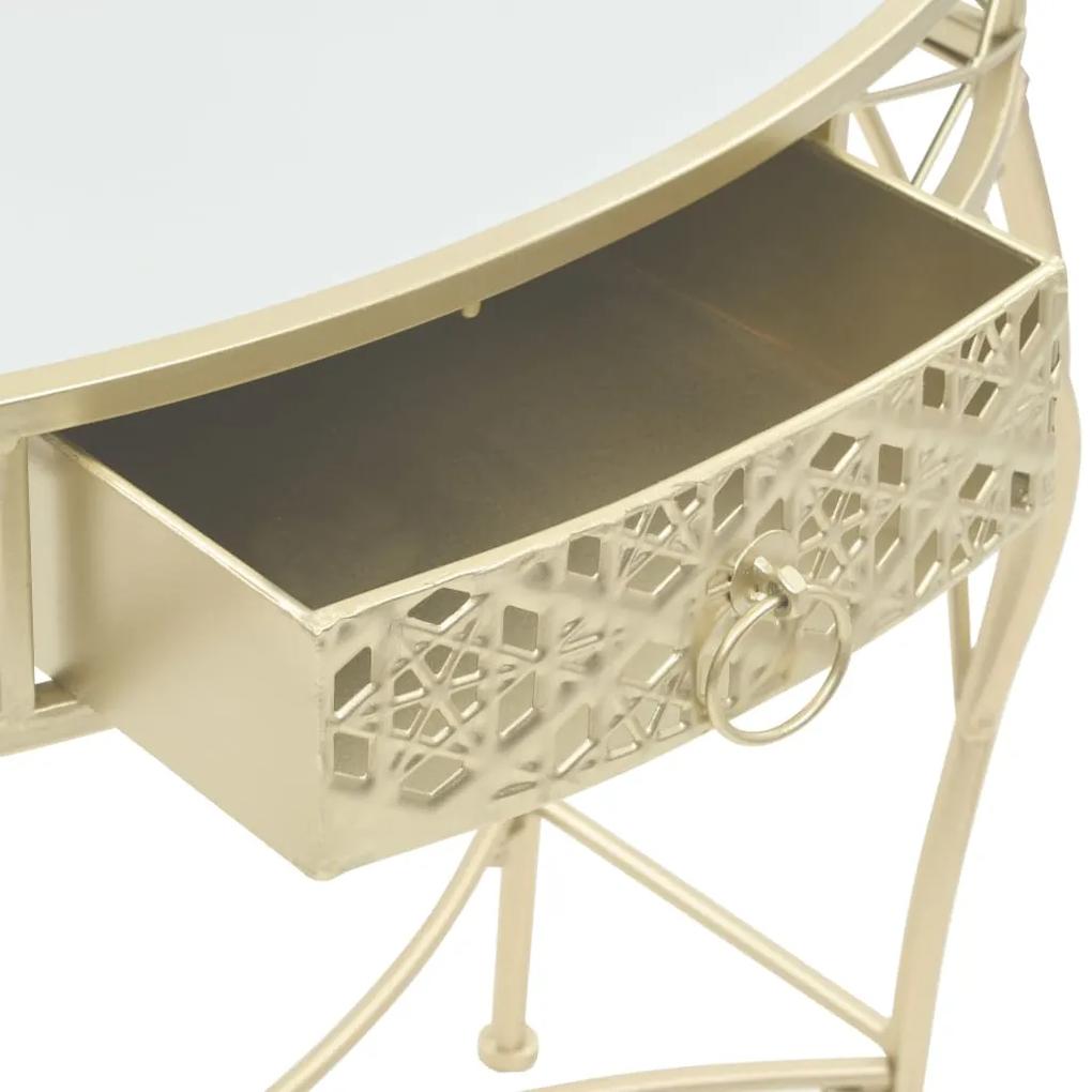 Tavolino Laterale in Stile Francese in Metallo 82x39x76 cm Oro