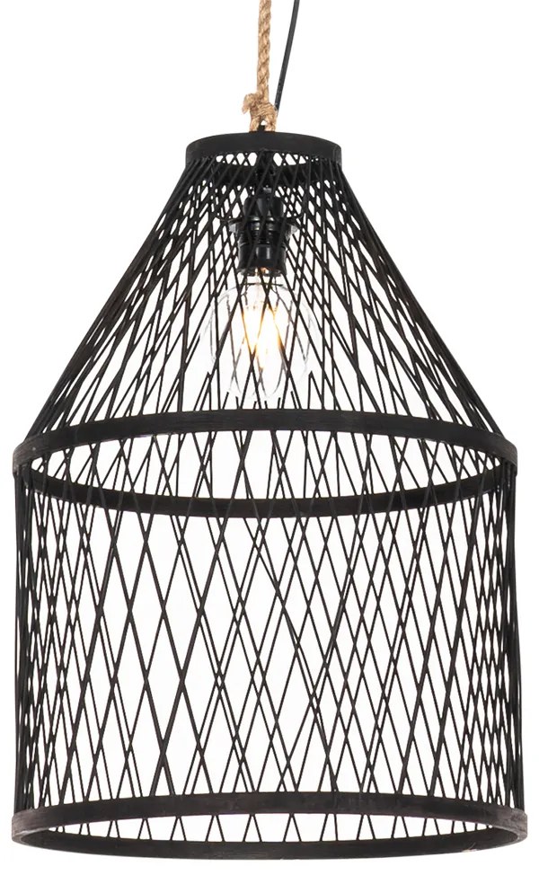 Lampada a sospensione rurale da esterno in rattan nero 40x55 cm - Calamus