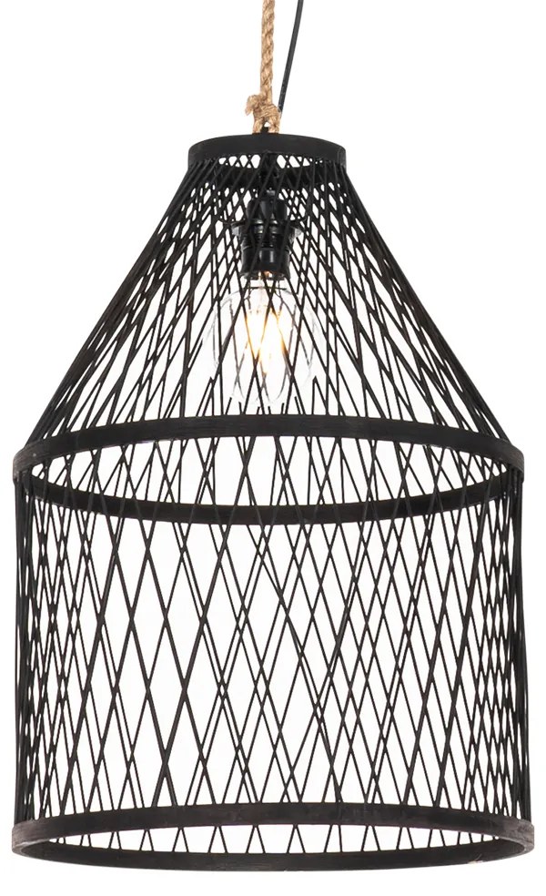 Lampada da soffitto per esterni in rattan nero rustica 40x55 cm - Calamus