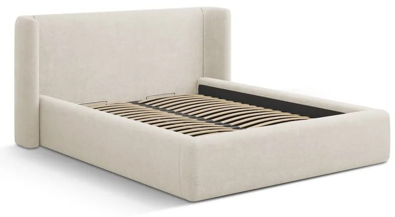 Letto matrimoniale imbottito color crema con contenitore con rete inclusa 160x200 cm Jason – Windsor &amp; Co Sofas