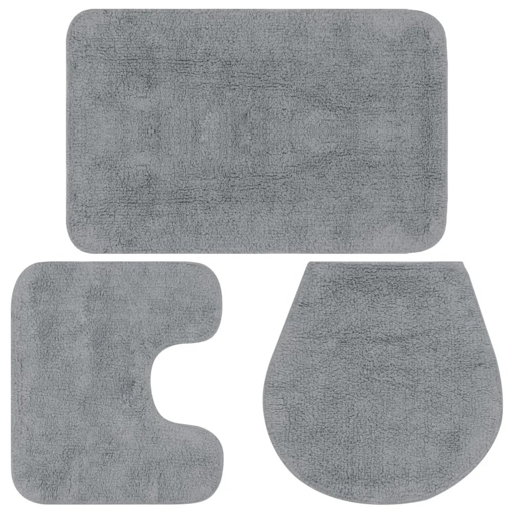 Set Tappetini Per Bagno 3 Pz İn Tessuto Grigio /