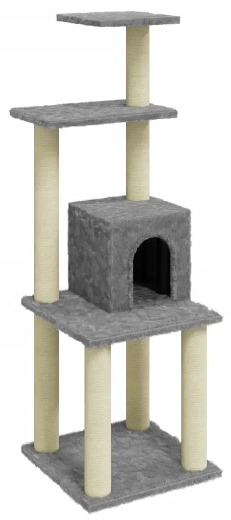 Albero per gatti con tiragraffi in sisal grigio chiaro 105 cm