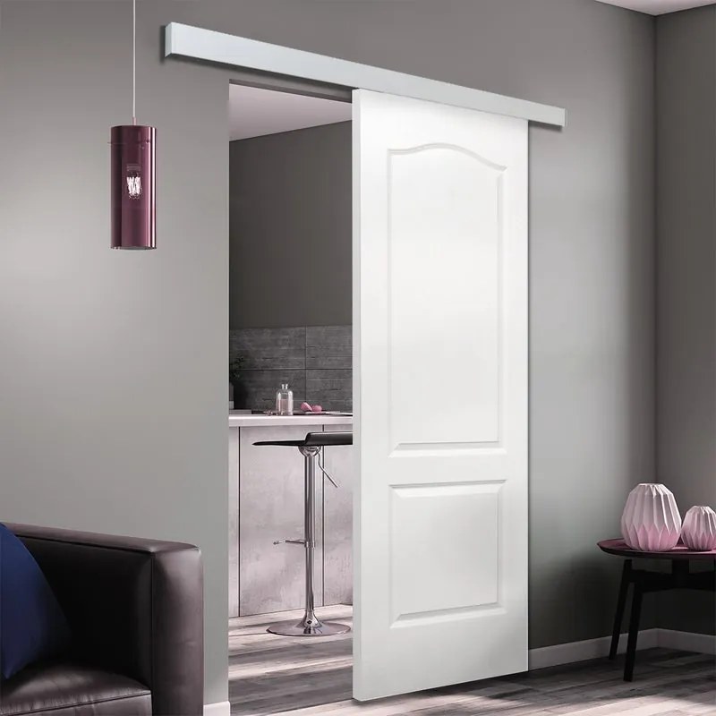 Porta scorrevole Ipanema in alluminio bianco, L 93 x H 215 cm, con binario Alu/legno Reversibile