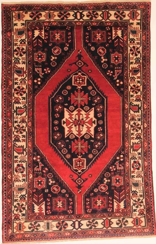 Tappeto 210x140 Rosso (Iran) Annodato A Mano