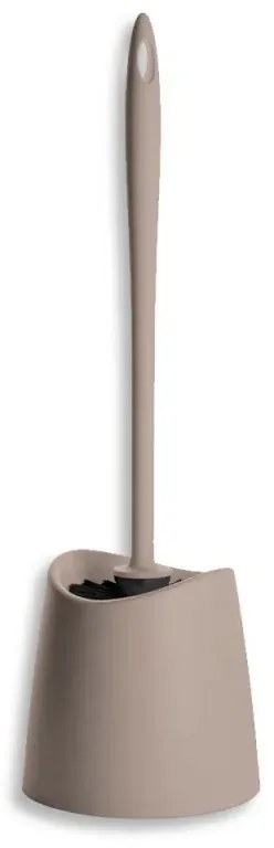 Porta scopino wc moderno in plastica tortora con scopino ergonomico
