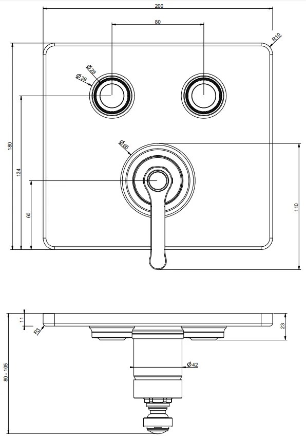 Parti esterne per miscelatore a 2 funzioni simultanee cromo hi fi 65242 Gessi