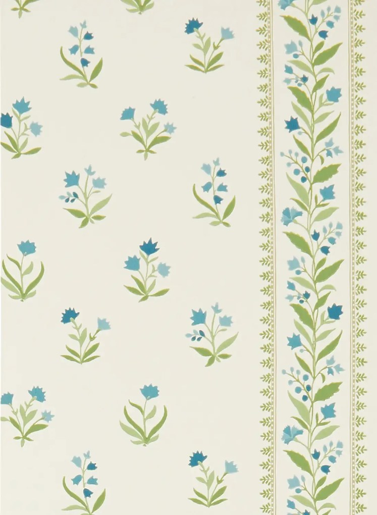 Nina Campbell Carta da parati Petit Dapuri - Blue/ Green