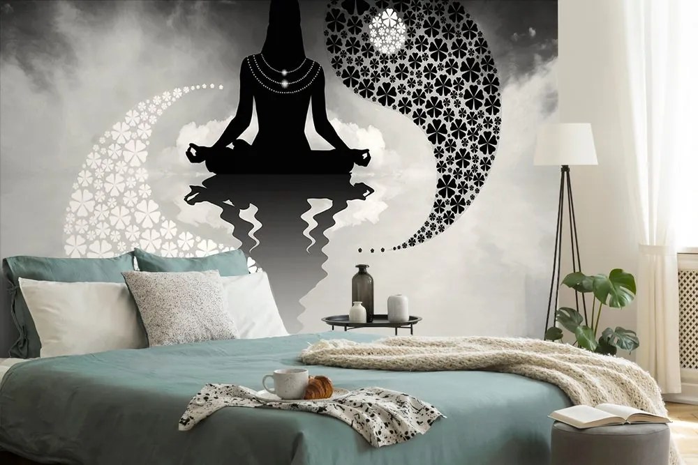 Carta da parati – Yoga yin e yang bianco e nero