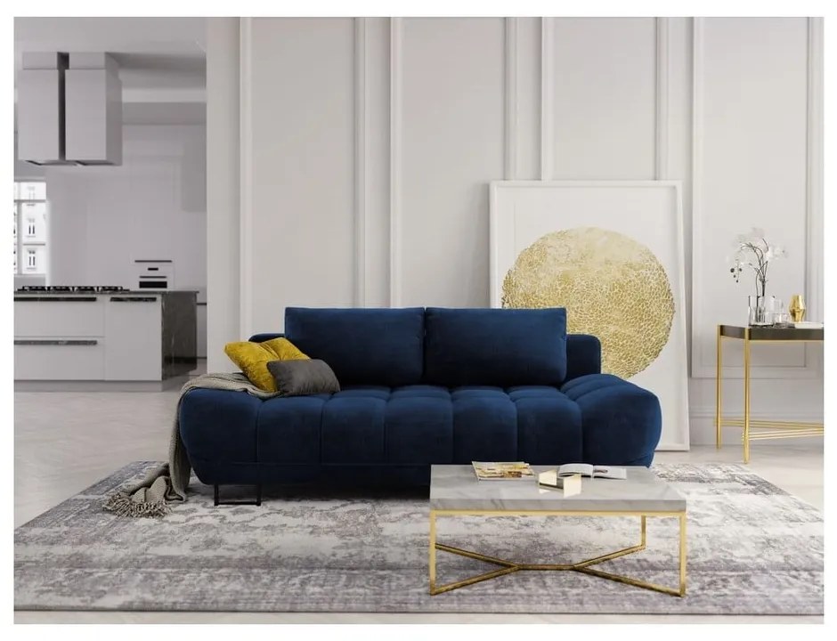 Divano letto a tre posti blu reale con rivestimento in velluto Cirrus - Windsor &amp; Co Sofas