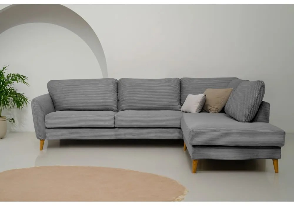 Divano angolare in velluto a coste grigio scuro (angolo destro) Paris - Scandic