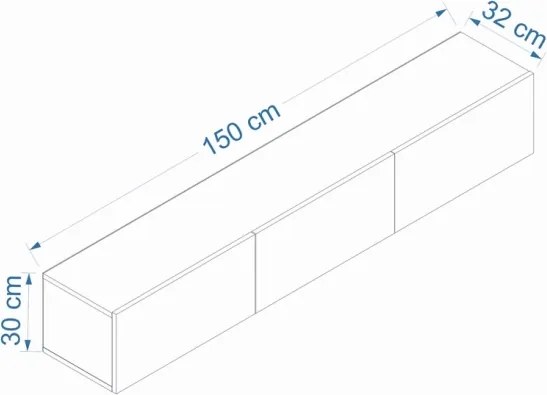 Mobile TV Sospeso 150 Cm 3 Ante A Ribalta West Bianco