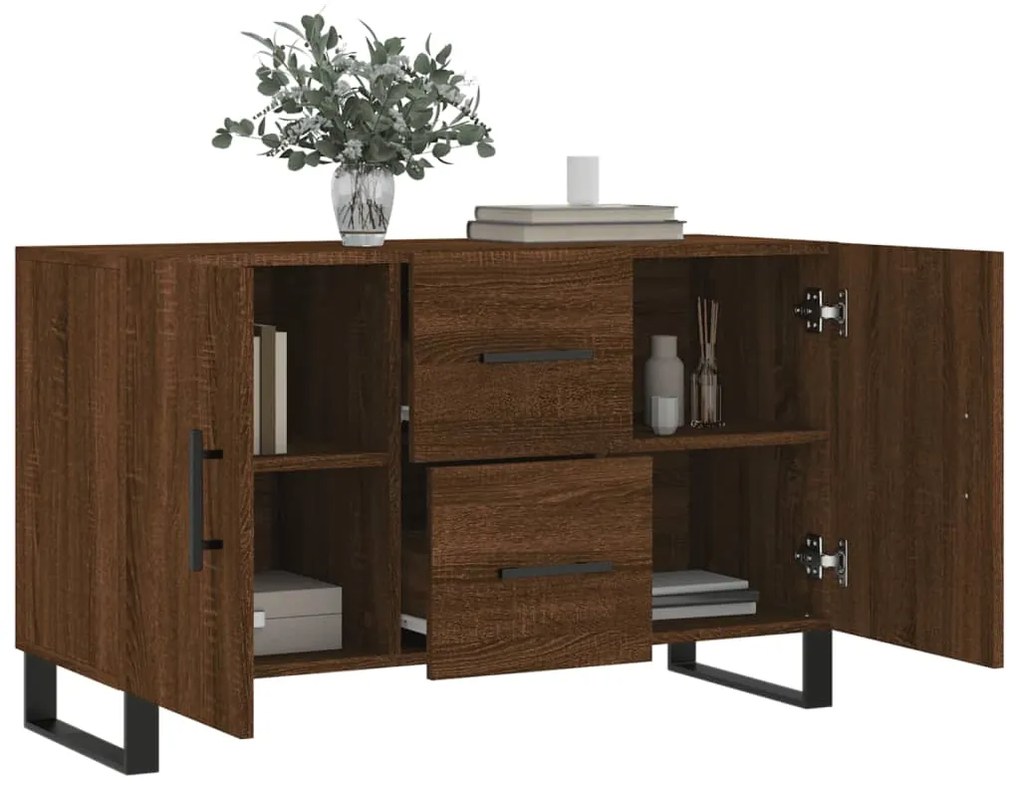 Credenza rovere marrone 100x36x60 cm in legno multistrato