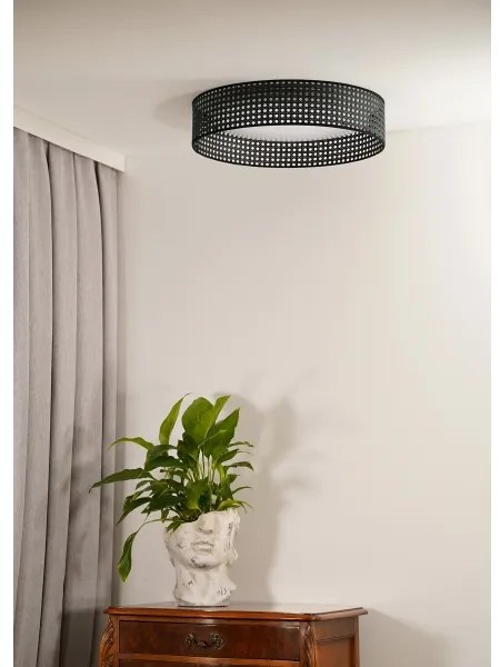 Duolla - Plafoniera LED ROLLER RATTAN LED/24W/230V diametro 45 cm nero