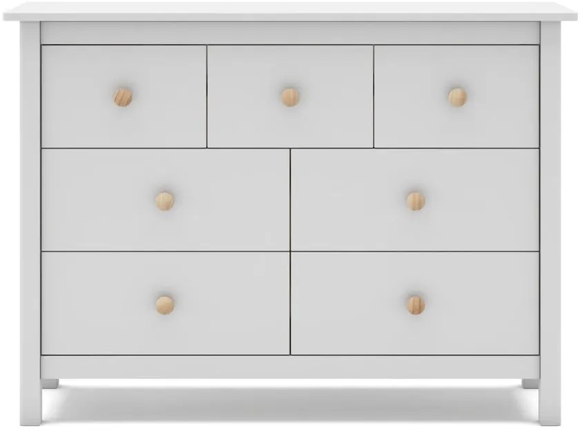 Cassettiera bassa bianca per bambini in legno di pino 110x80 cm Max - Marckeric