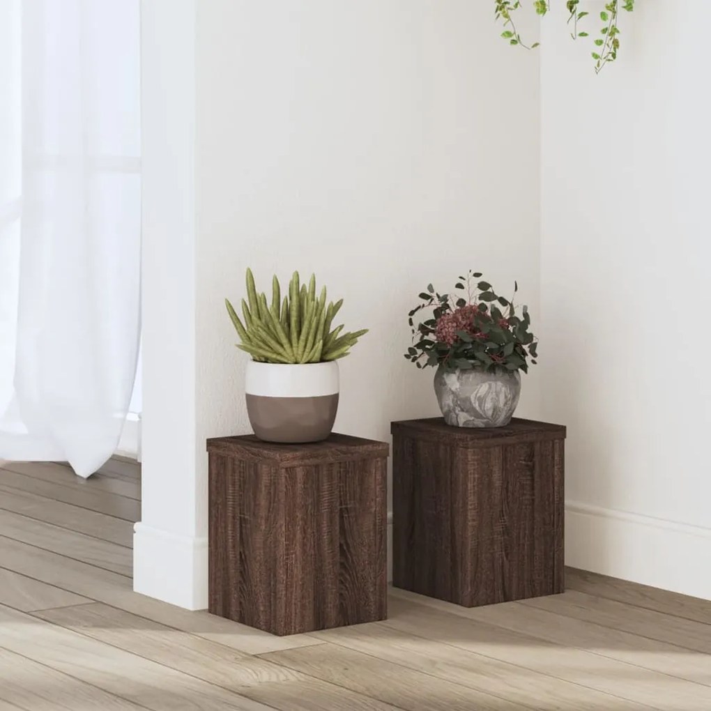 Supporti Per Piante 2 Pz Marrone 15x15x20 Cm Legno Multistrato /