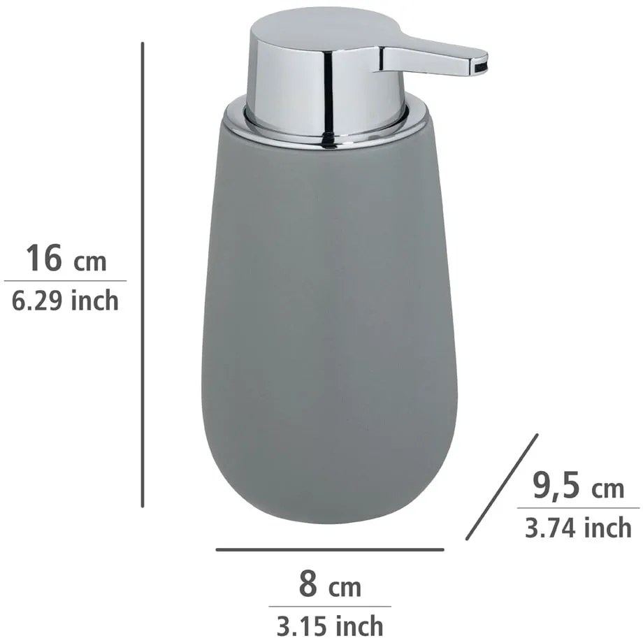 Dispenser di sapone in ceramica grigia 320 ml Badi - Wenko