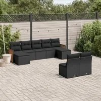 Set Divani da Giardino 9 pz con Cuscini Nero in Polyrattancod mxl 112675