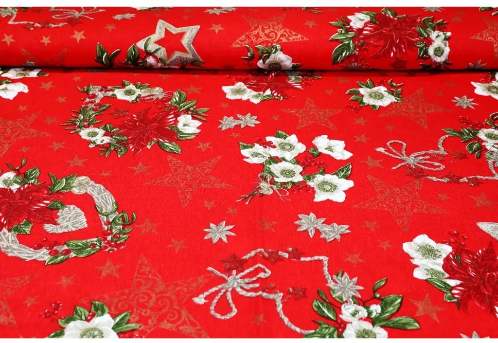 Runner di natale Rose di Natale su rosso 50x150 cm Made in Italy