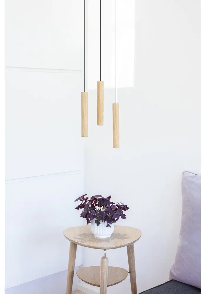 Lampada a sospensione a LED con paralume in legno ø 3 cm Chimes - UMAGE