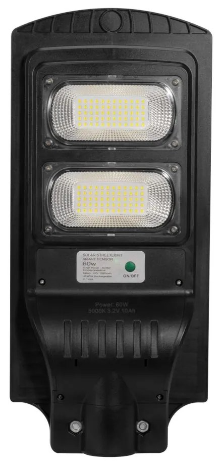 Armatura Stradale Solare 60W, 5.000k, Luce Minima + Sensore di Mov. Aut. 10h LED Lumileds Colore Bianco Freddo 5.000K