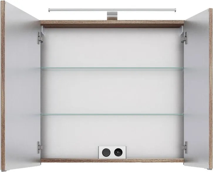 Specchio Contenitore Con Illuminazione PELIPAL rovere sanremo L 75 x H 70.3 x P 17 cm