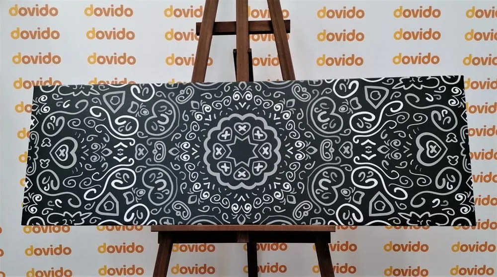 Stampa su tela – Mandala dell'amore in bianco e nero