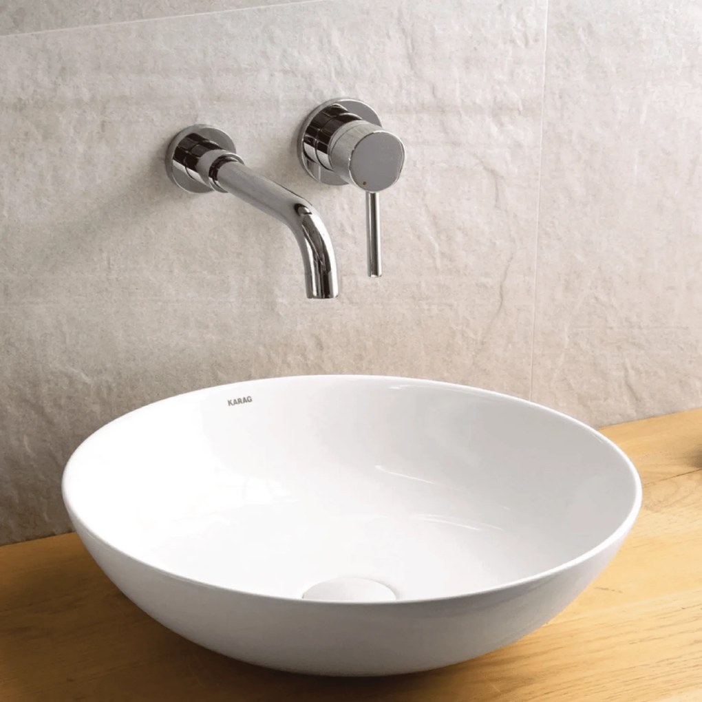 Lavabo D'Appoggio 41,5 Cm Karag Bianco Lucido