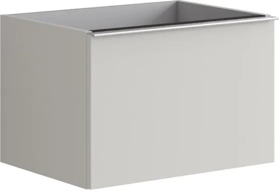 Cassettiera Pixel con 2 cassetti  frontale plain laccato opaco Beige Greige e maniglia alluminio brillante L60 x H40 x P45,5 cm