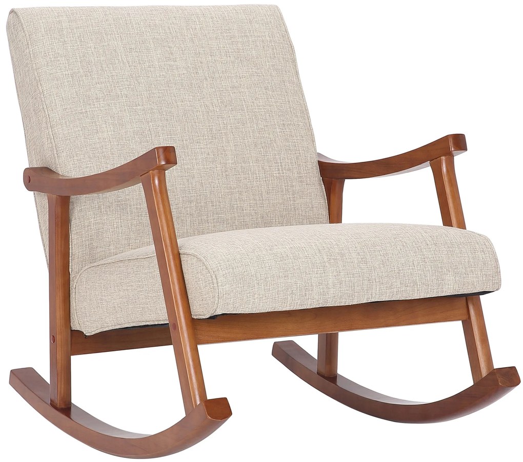 Sedia A Dondolo Morelia İn Tessuto E Legno Di Gomma: Comfort Ed Eleganza A Casa Tua / Creme
