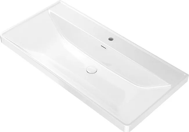 Mobile bagno 100 cm lavabo integrato e specchio contenitore | KAM-SM100 - KAMALU