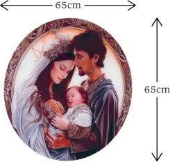 Quadro in vetro temperato D65 cm moderno Colorato - Sacra Famiglia