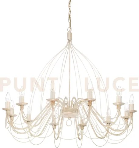 Corte lampadario sospeso bianco antichizzato 12 luci attacco e14