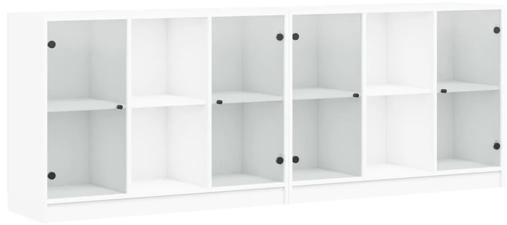 Libreria con ante bianca 204x37x75 cm in legno multistrato