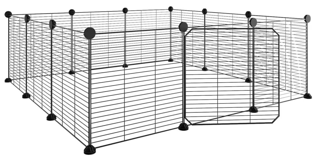 Gabbia per animali 12 pannelli con porta nero 35x35 cm acciaio