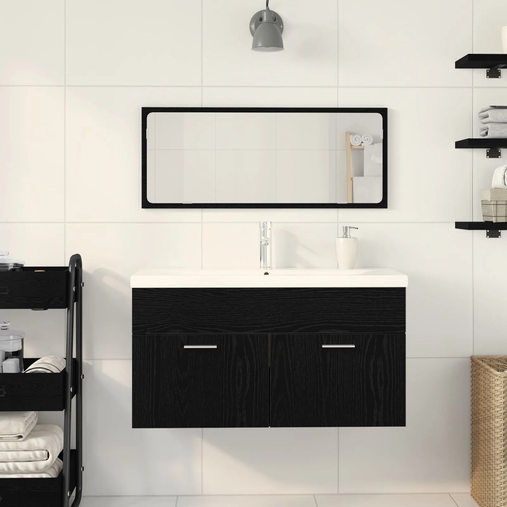 Set di mobili per bagno set da 2 rovere nero