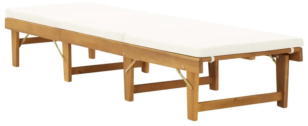 Lettino prendisole pieghevole con cuscino in massello di acacia