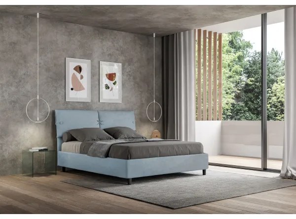Letto matrimoniale e rete 160x200 in microfibra azzurro Sleeper