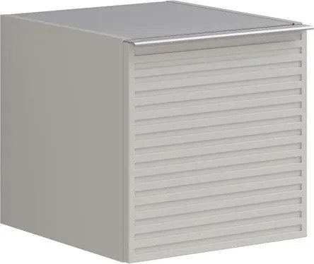 Base laterale Pixel con anta stripes laccato opaco grigio pastello e maniglia alluminio L.40 H.40 P.45,5 cm.