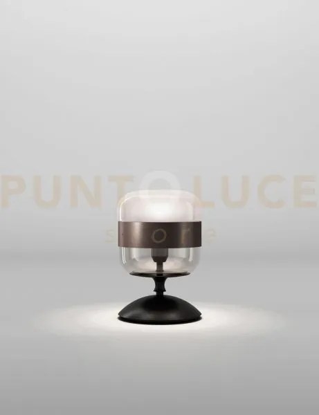 Futura lampada da tavolo p fume' marrone montatura nero opaco 1 luc...