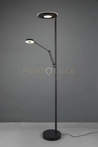 Barrie piantana led con lampada da lettura nera  dimmerabile h. 180...