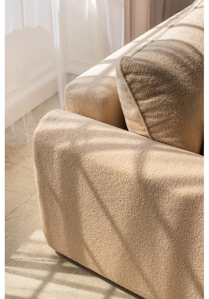 Divano beige allungabile con rivestimento in bouclé 247 cm Quinoa – Bonami Selection