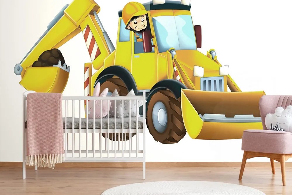 Carta da parati autoadesiva – Escavatore per bambini